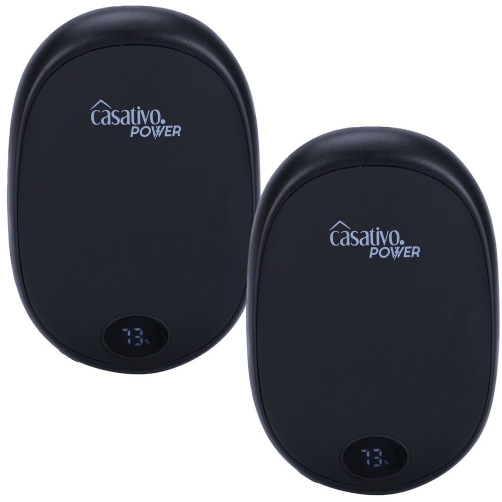 2er-Set 2in1 USB Handwärmer mit Powerbank-Funktion, 10.000 mAh, schwarz