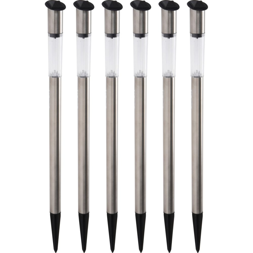 6er-Set Elegante Solar Gartenlampe aus Edelstahl, mit Erdspiess, 70 x 3 cm