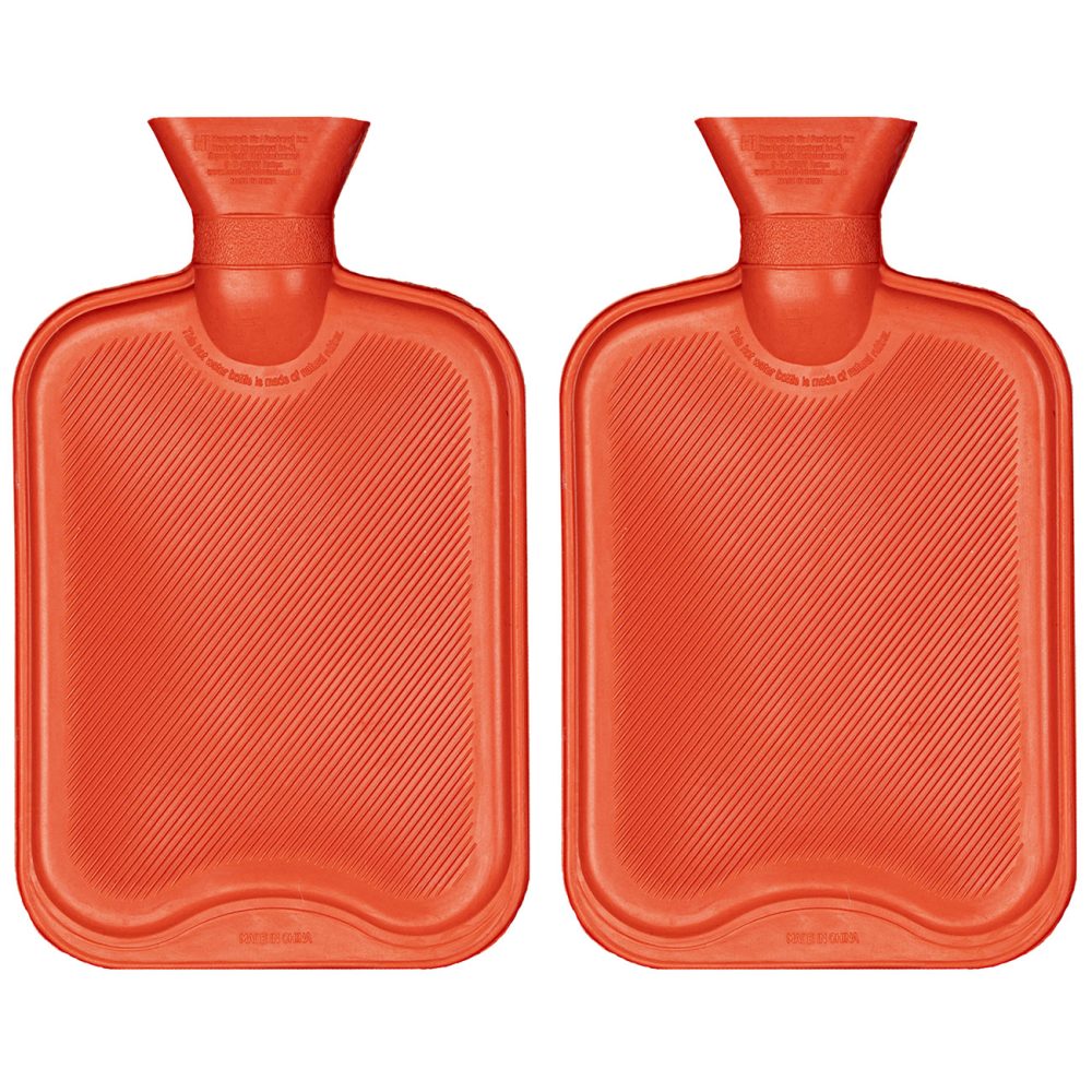 2er-Set Wärmflasche aus Naturkautschuk, 2,0 Liter