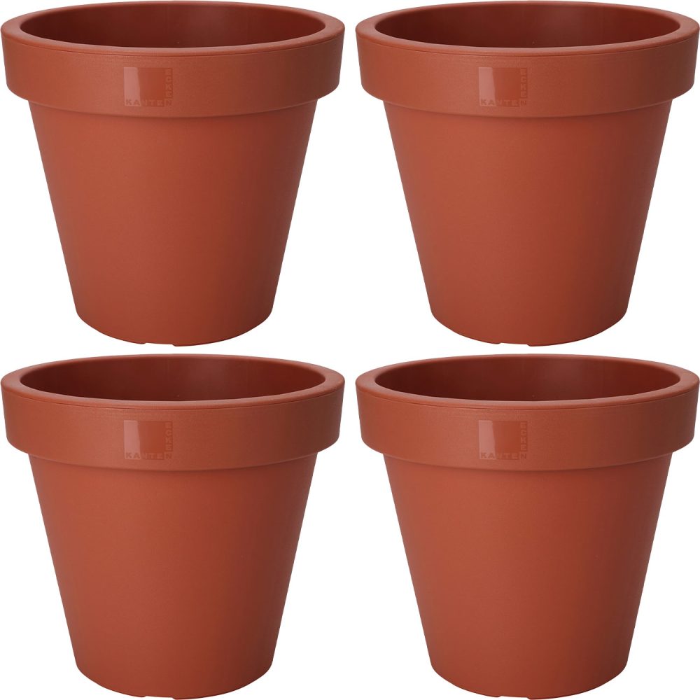 4er-Set Blumentopf rund, terracotta, Pflanztopf aus 100% recyclebaren Kunststoff, Ø 25 cm