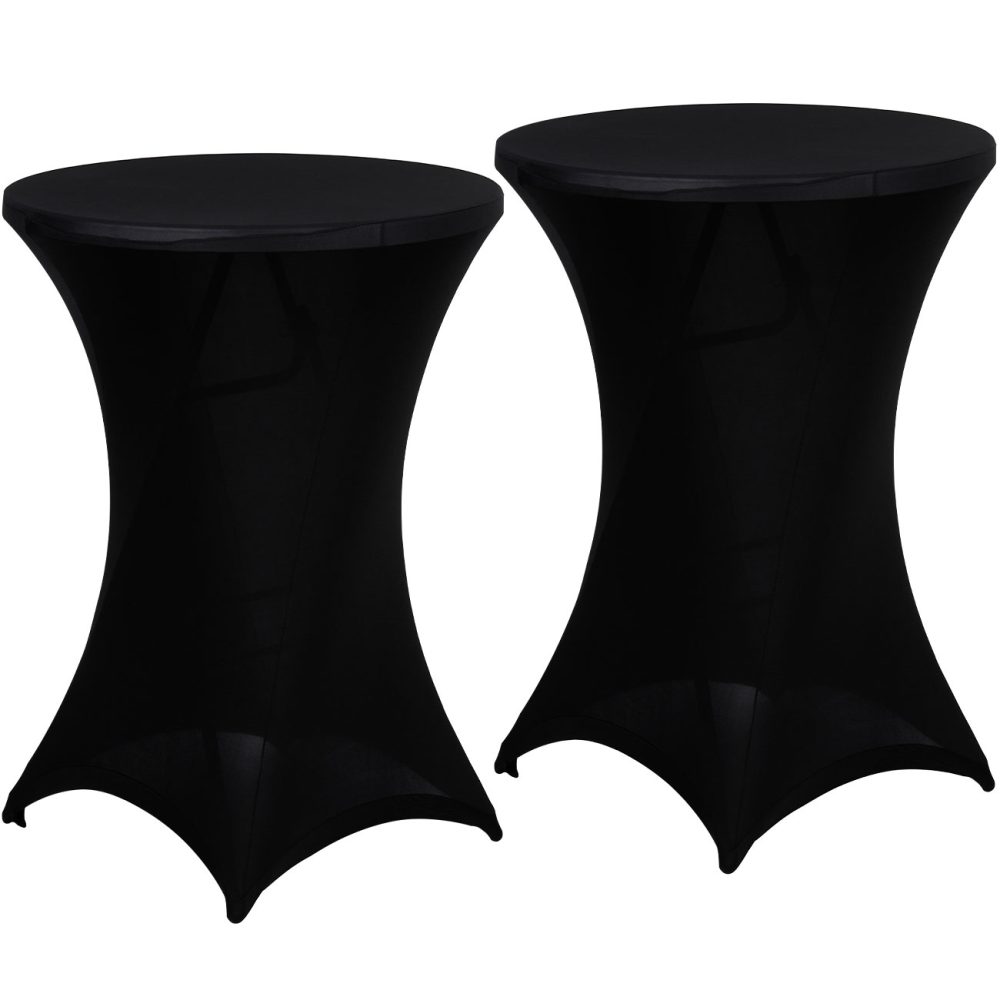 2er-Set Schwarze Stehtischhusse für Tische bis 115cm, Ø 90cm