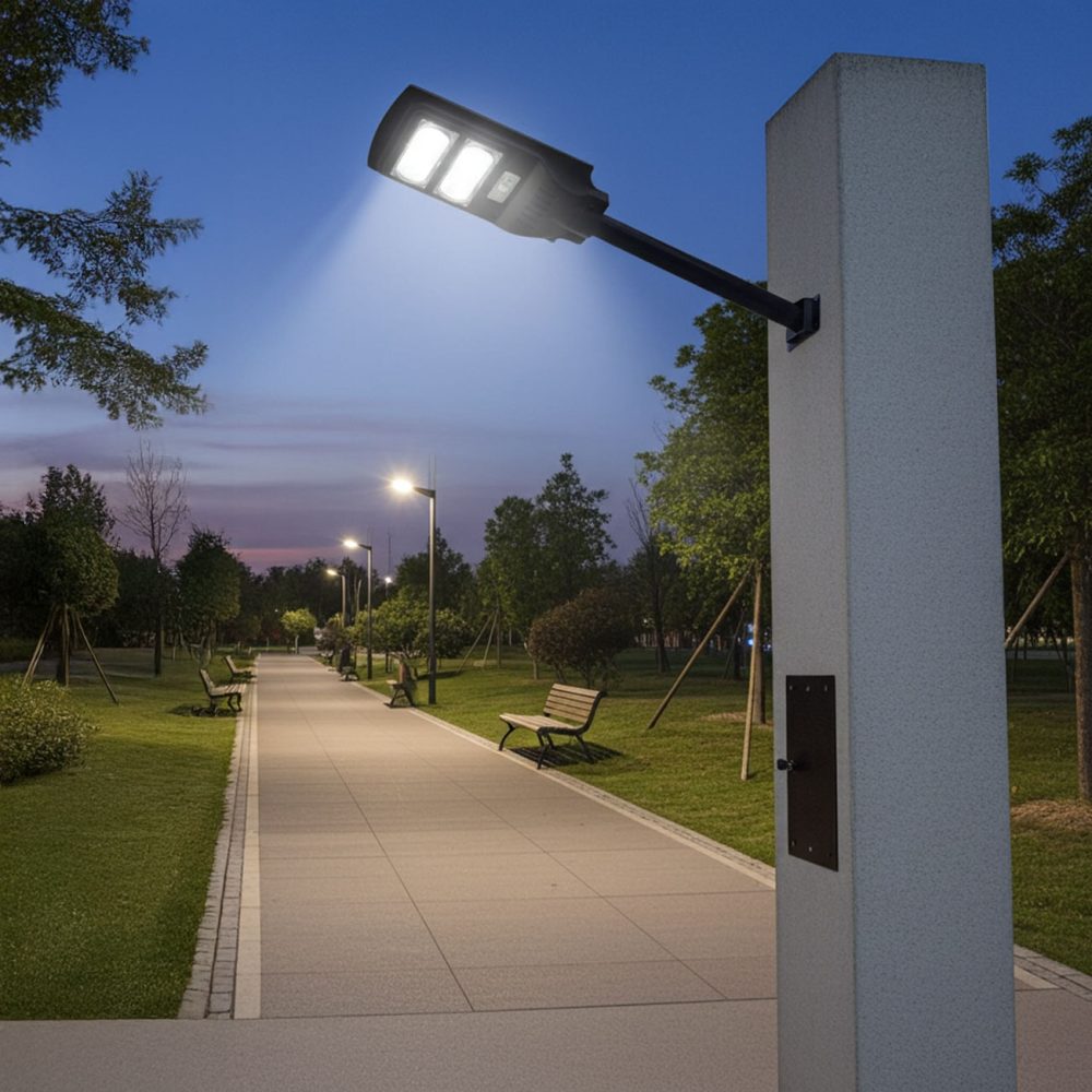 LED Solar Strassenleuchte mit Lichtsensor & Fernbedienung, 100 Watt, IP65