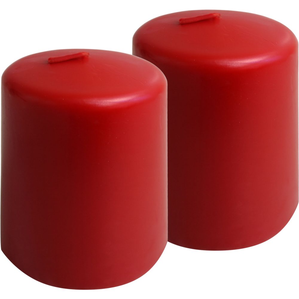 2er-Set Stumpenkerze Rot, Ø 6 x 8 cm