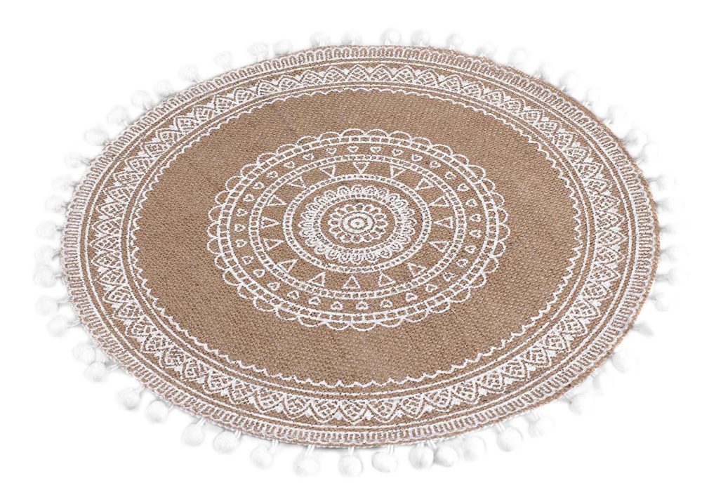 Rundes Tischset aus Jute, mit Quasten, Boho Platzset, Ø 38 cm