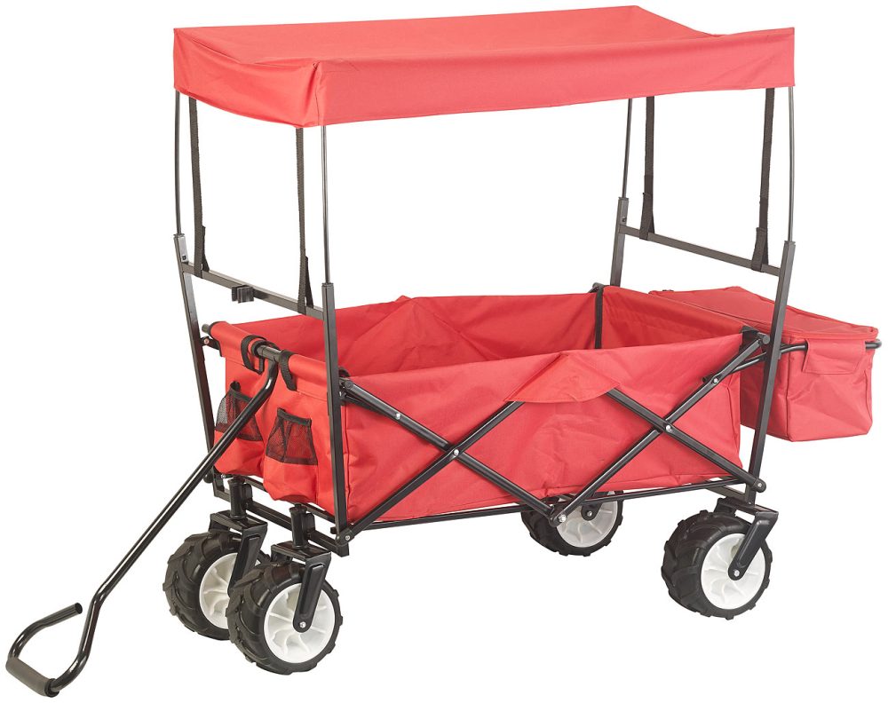 Xcase Faltbarer Bollerwagen mit Dach und Offroad-Rädern, 80 kg Tragkraft