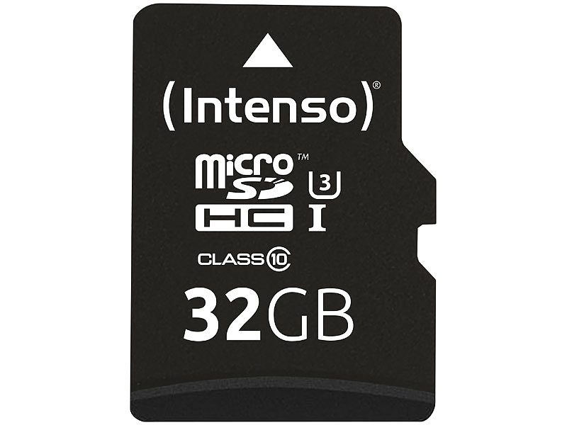 Intenso microSDHC-Karte, Class 10, UHS-I Professional, mit SD-Adapter, 90 MB/s, 32 GB