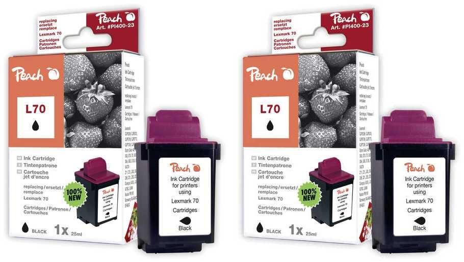 Peach Doppelpack Druckköpfe schwarz kompatibel zu Samsung, Lexmark, Kodak, Compaq, Brother 12A1970