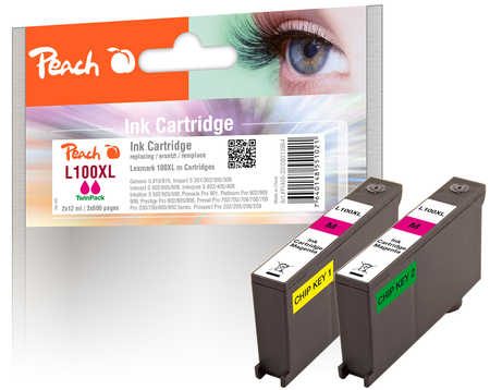 Peach Doppelpack 2 Tintenpatronen magenta kompatibel zu Lexmark No. 100XL, 14N1094