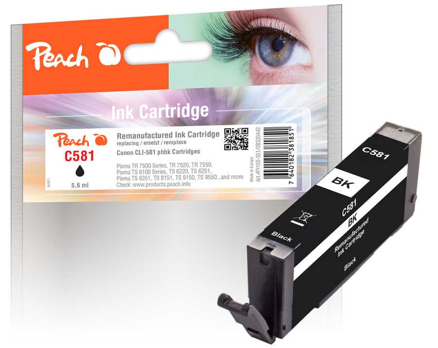 Peach Tintenpatrone foto schwarz kompatibel zu Canon CLI-581 bk