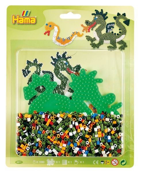 Hama 4211 - Drache, Bügelperlen midi, 1100 Stück