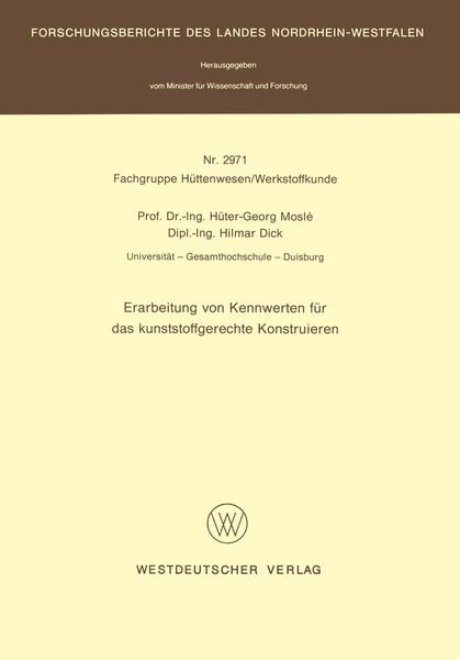 Erarbeitung von Kennwerten für das kunststoffgerechte Konstruieren