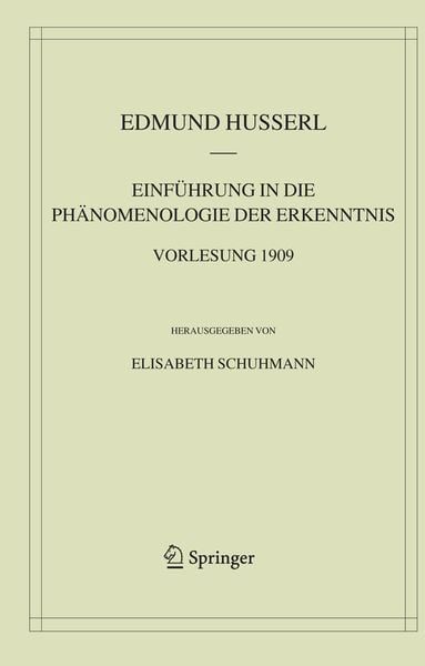 Einführung in die Phänomenologie der Erkenntnis