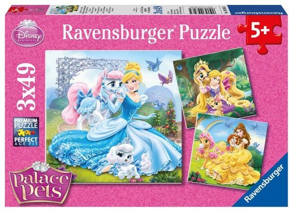 RAVENSBURGER Puzzle 3x49 Teile Belle Cinderella und Rapunzel