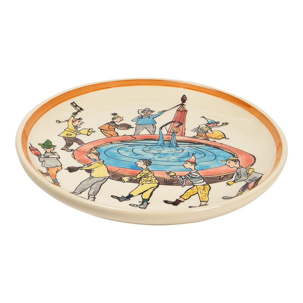 Kuhn Rikon Teller Carigiet Tanz am Brunnen 21 cm - BOX Rheinfelder Keramik