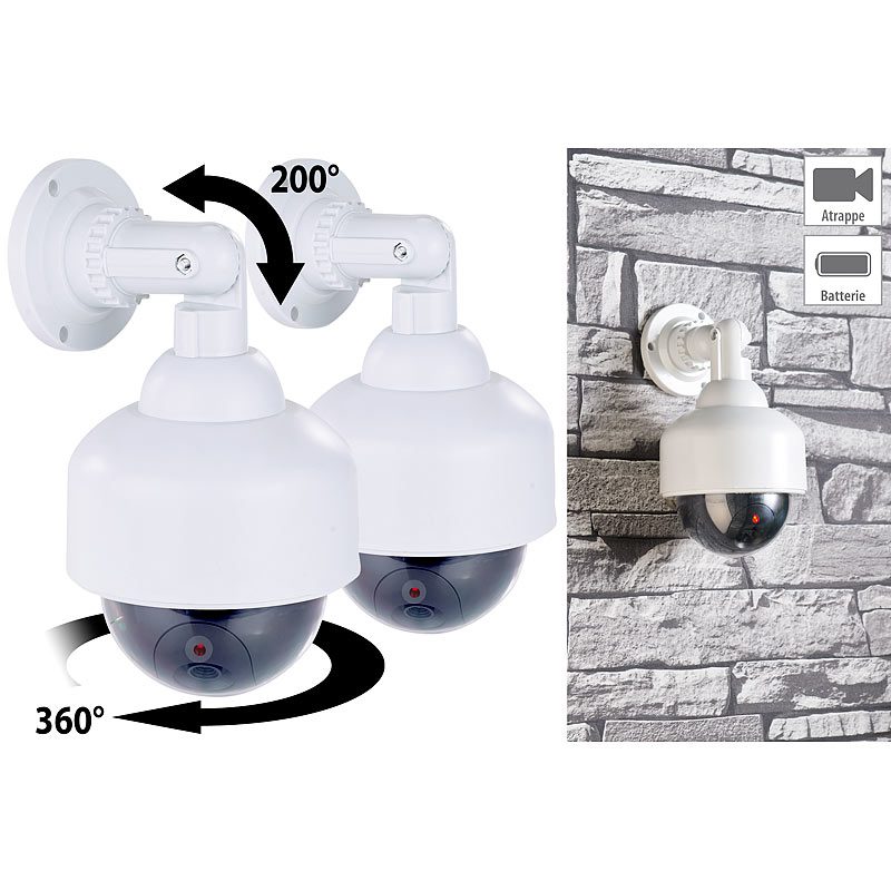 VisorTech 2er-Set Dome-Überwachungskamera-Attrappen, durchsichtige Kuppel