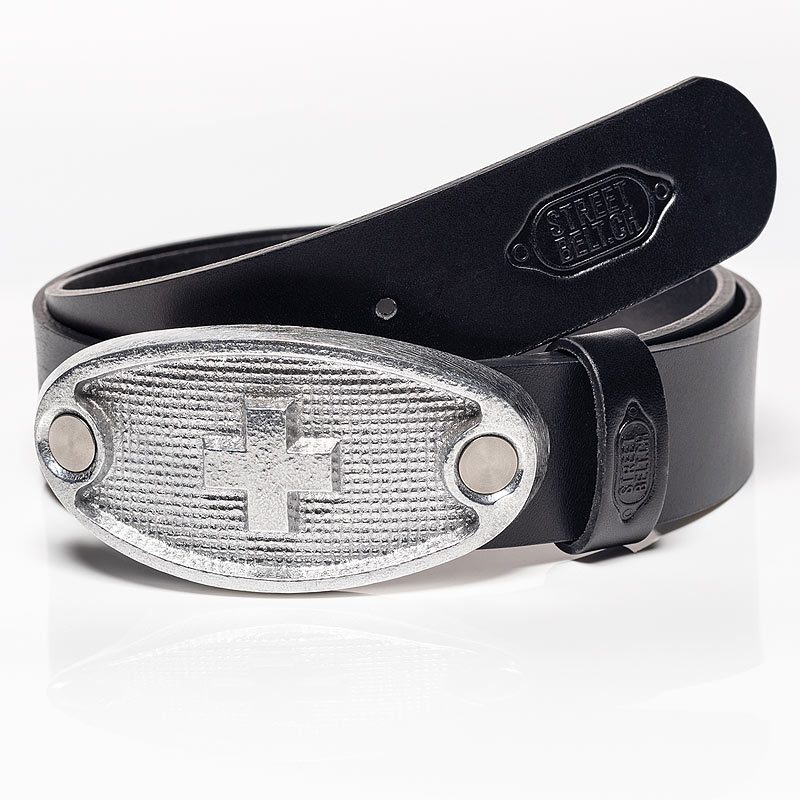 Logobelt, Gürtel, Schweizer Kreuz Fire silber, Gurtlänge 120cm / Geschenk Herren