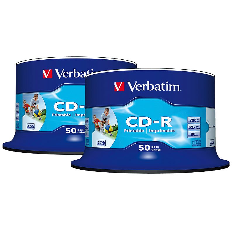 Verbatim CD-R 700MB Super AZO WIDE-Printable, 100er-Spindel
