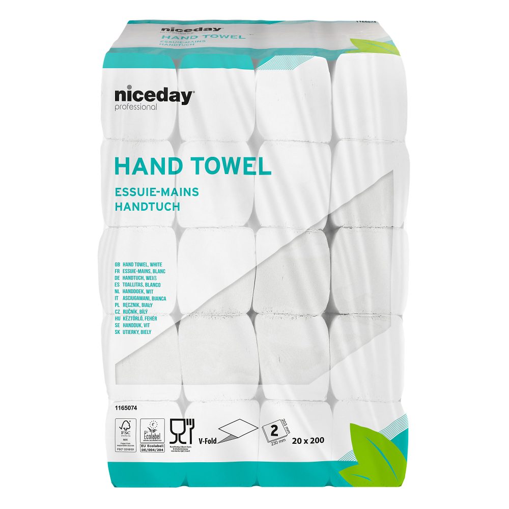 Niceday Professionelle Papiertücher Bright White 2-lagig V-Falz Weiß 4000 Stück
