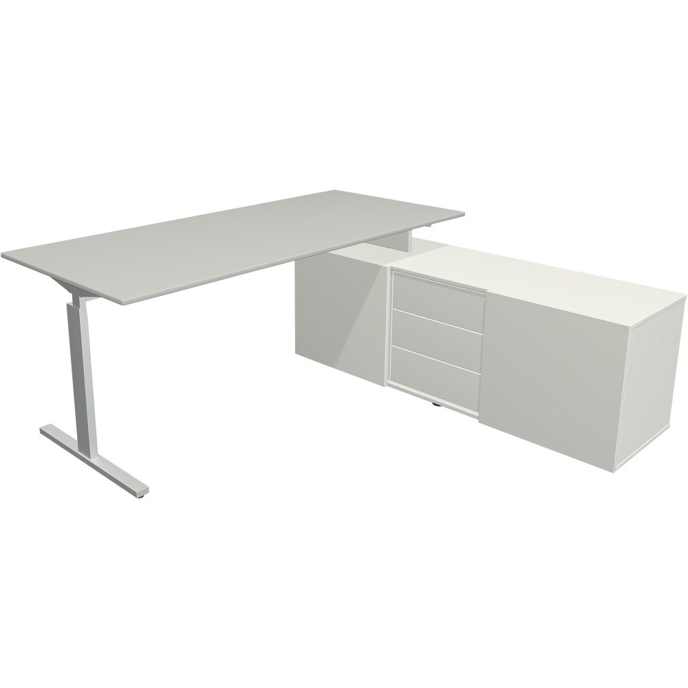 Kerkmann Schreibtisch Form 2 L-Form Silber 740 mm