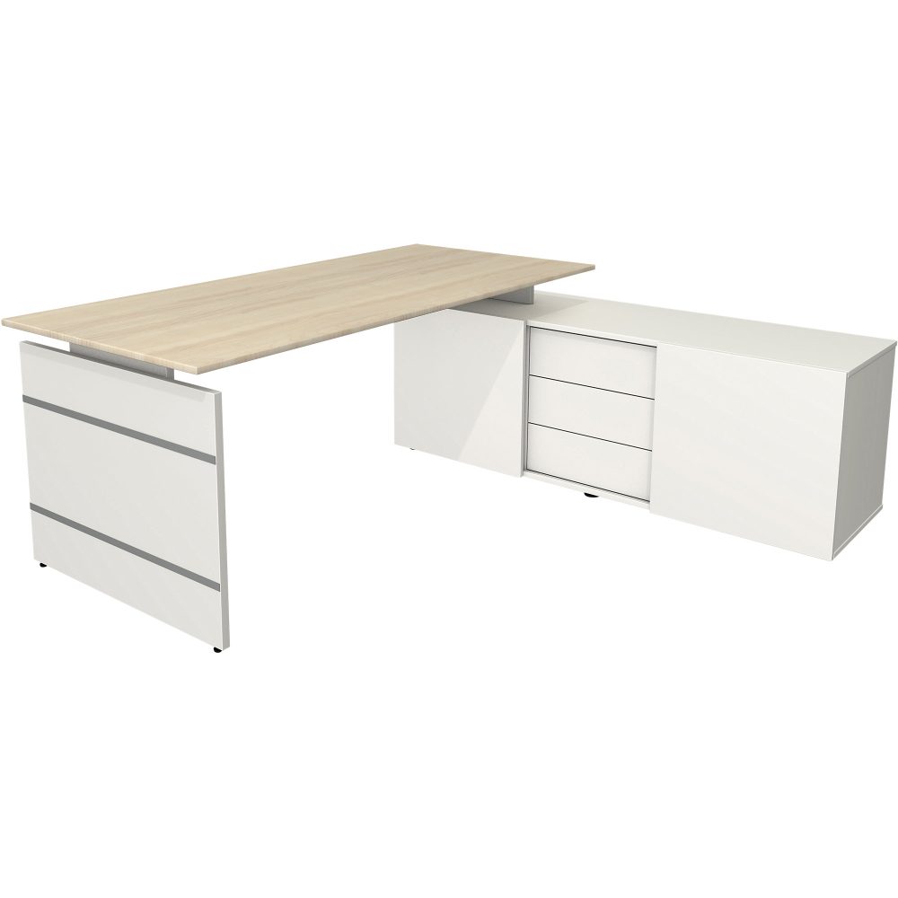 Kerkmann Schreibtisch Form 4 L-Förmig Weiss 1950 x 1770 x 740 mm
