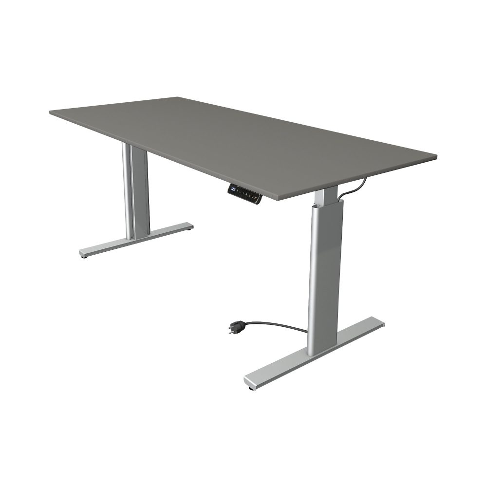 Kerkmann Move 3 Rechteckig Elektrisch Höhenverstellbar Sitz-Stehschreibtisch Graphit, Silber 1.800 x 800 x 1.200 mm