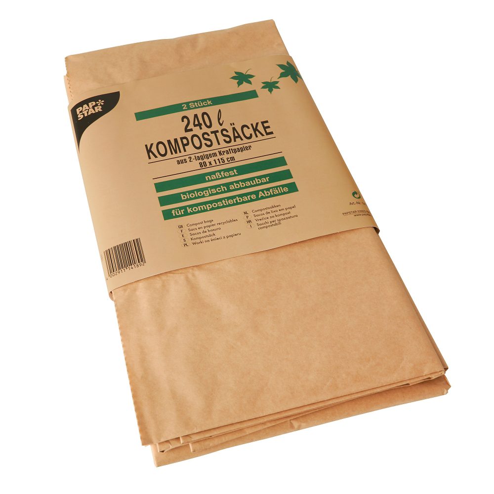 PAPSTAR Kompostbeutel 14189 Kraftpapier 2 Stück