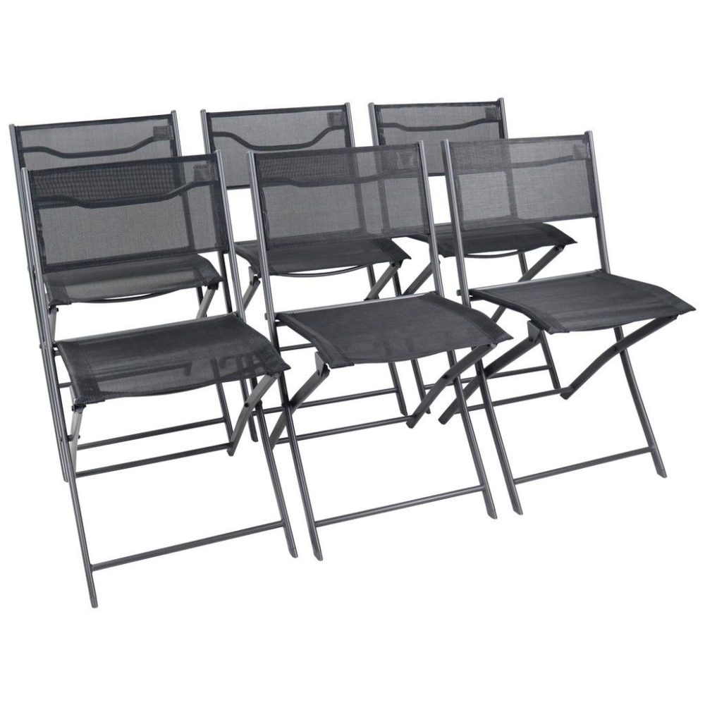 Gartenklappstuhl-Set Sumila Metall, Textil Schwarz 