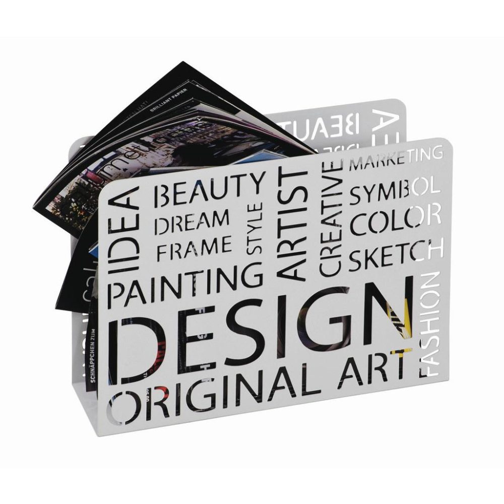 XXXLutz Zeitungsständer , Design , weiss , Metall , Schriftzug , 35x28x10 cm , lackiert , 001931004601