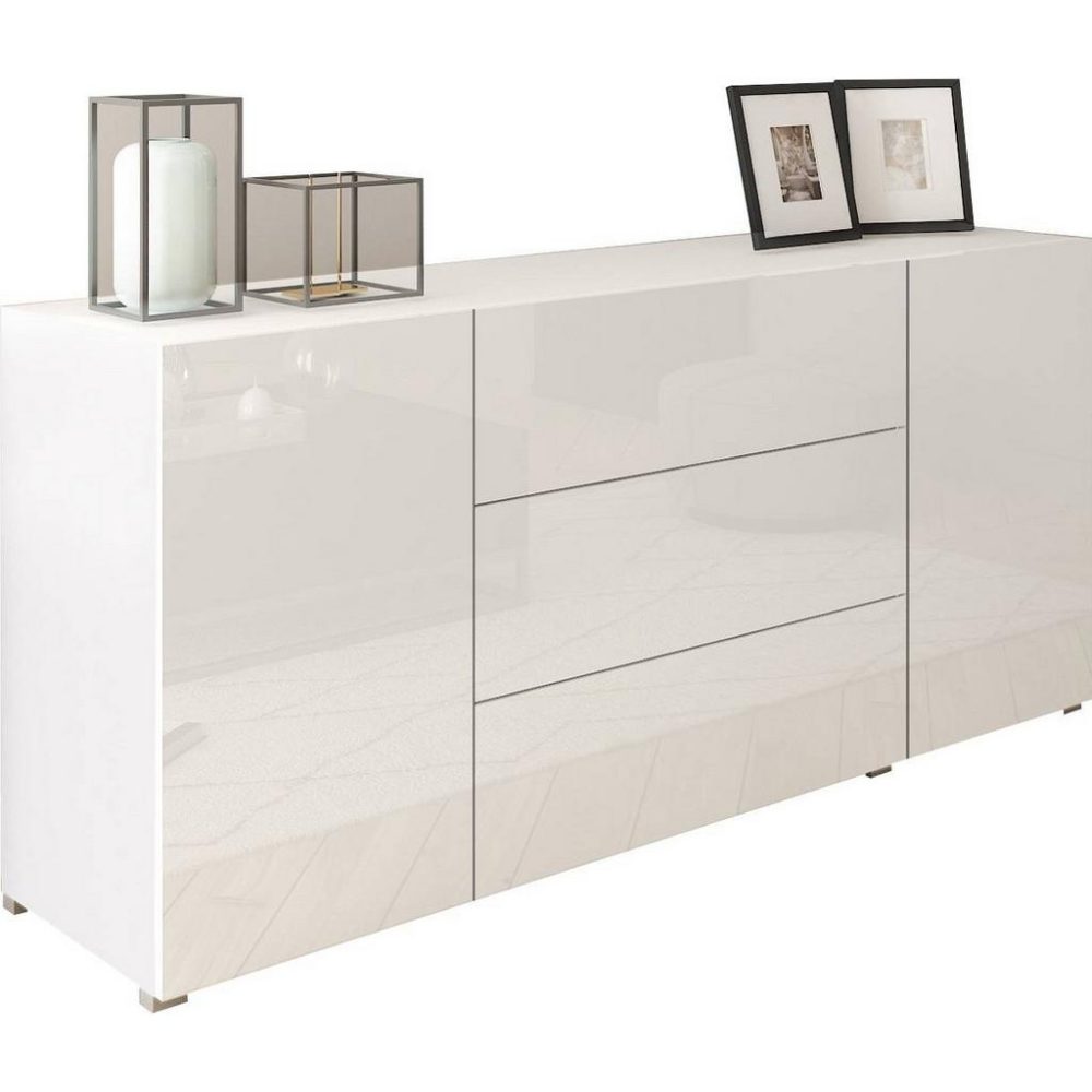 Sideboard Berlin Weiss/hochglanz  150/68/38,5 cm 3 Schublade(n) 
