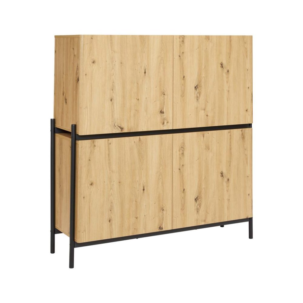 Highboard Holz 'Jasmina', Massiv, Eiche, 118/131/41.5 cm