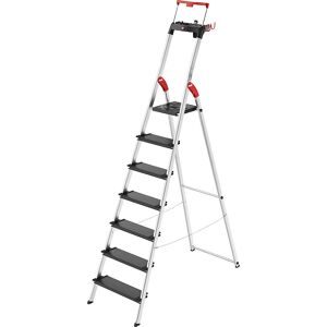 Hailo L100 TOPLINE 8050-707 Aluminium Stufen-Stehleiter inkl. Werkzeugablage Arbeitshöhe (max.): 3.5 m Silber, Schwarz,
