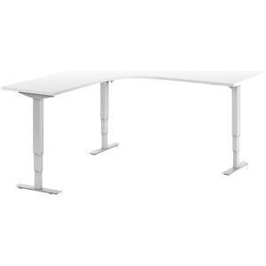 Eckschreibtisch Atlanta, elektrische Höhenverstellung, links, BxT 1800 x 2000 mm, weiß/weiß