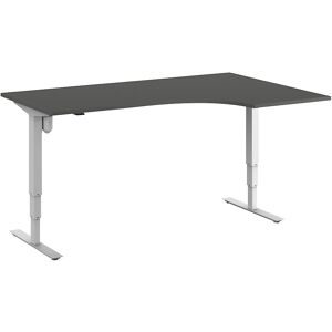 Eckschreibtisch Atlanta, elektrische Höhenverstellung, rechts, BxT 1800 x 1200 mm, dunkelgrau/weiß