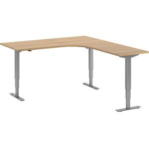 Eckschreibtisch Atlanta, elektrische Höhenverstellung, rechts, BxT 1800 x 2000 mm, Buche/silber