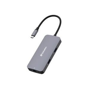 Verbatim CMH-05 5 Port USB-C® (USB 3.2 Gen 1) Multiport Hub mit eingebautem Netzwerk-Anschluss, mit Schnellladeport, mit