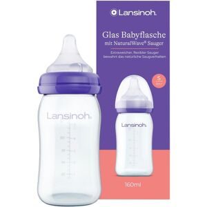 Lansinoh® mOmma® Glas Weithalsflasche NaturalWave® Sauger langsamer Milchfluss