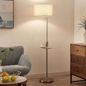 Lindby Zinia Stehlampe mit Ablage und USB, nickel