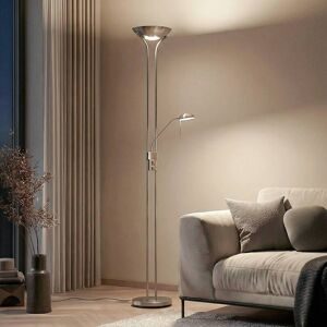 LED-betriebener Deckenfluter Josefin mit Leselicht