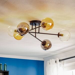 Deckenleuchte Glassy 6fl gerade, grafit/amber/klar
