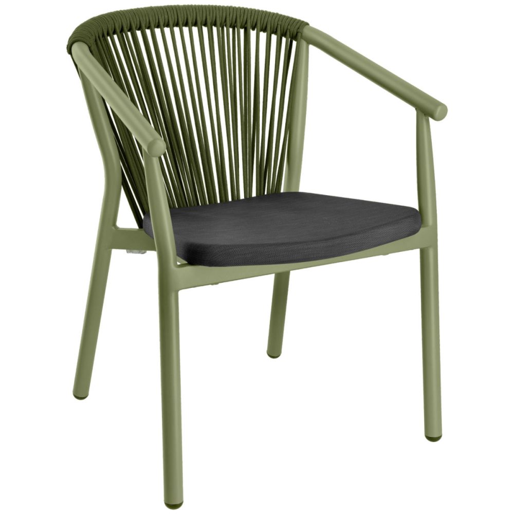 VEGA Outdoor Stapelstuhl Calvo II; 58x60x79 cm (BxTxH); Sitz anthrazit, Gestell salbei; 2 Stück / Pack