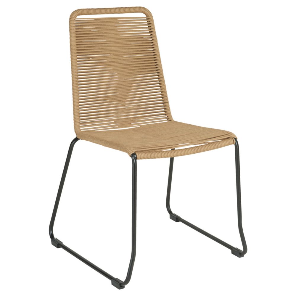 VEGA Outdoor Stapelstuhl Filea ohne Armlehne; 58x56x87 cm (BxTxH); Sitz beige, Gestell schwarz; 4 Stück / Pack