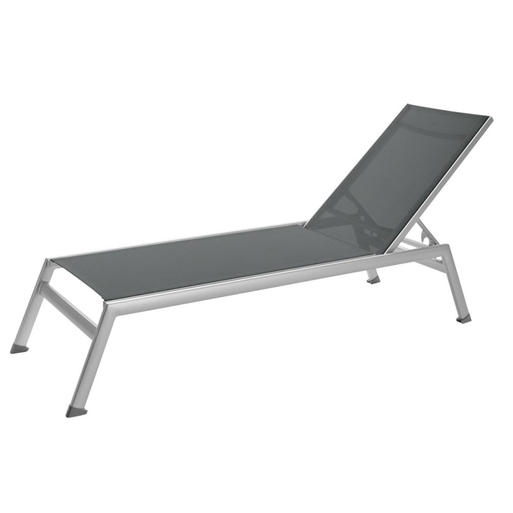 VEGA Sonnenliege Tailor; 208x59x34 cm (LxBxH); Sitz anthrazit, Gestell silber