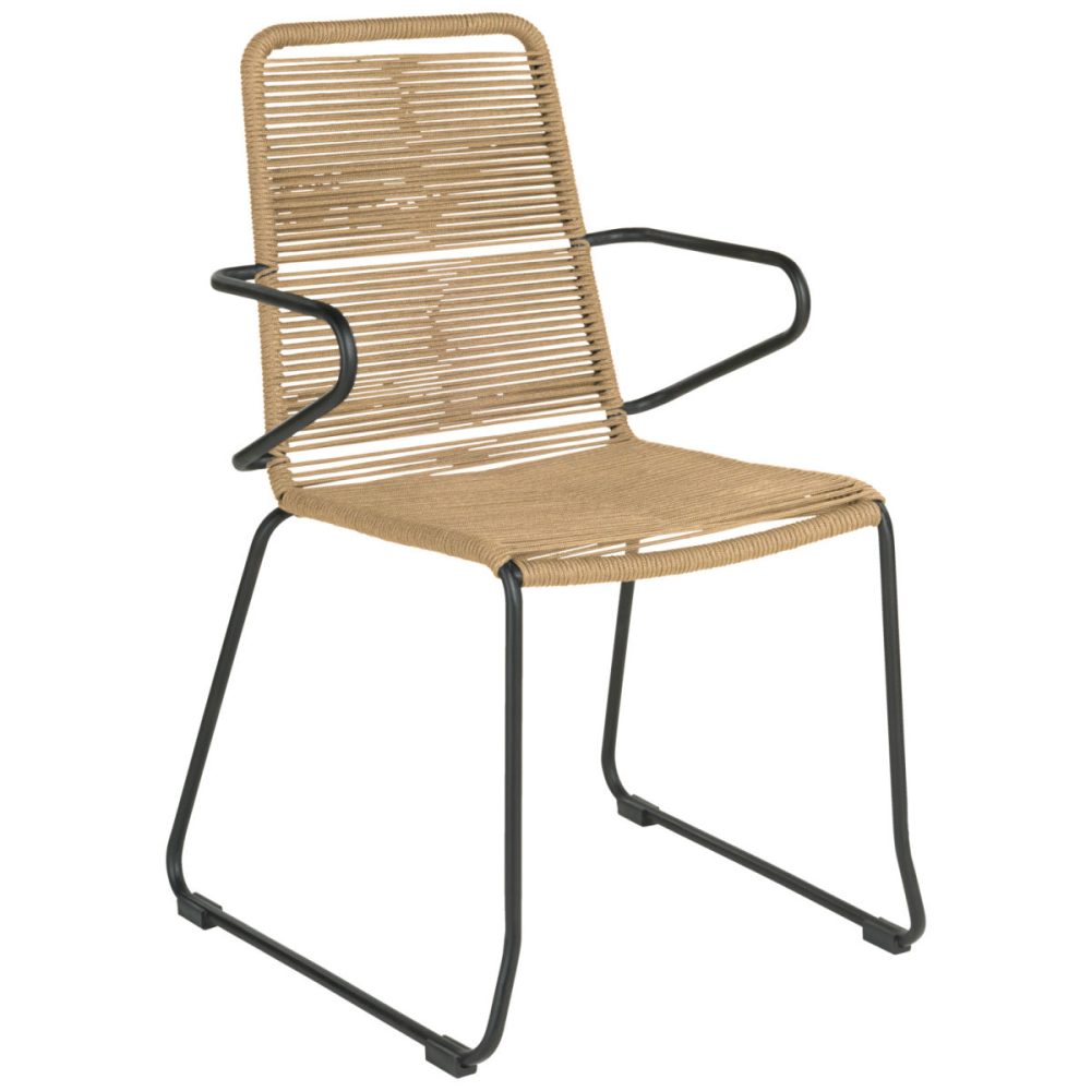 VEGA Terrassenstuhl Filea; 58x56x87 cm (BxTxH); Sitz beige, Gestell schwarz; 4 Stück / Pack