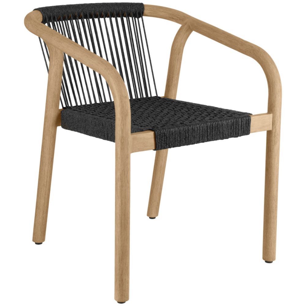 VEGA Outdoor-Stuhl Kando; 58x58x75 cm (BxTxH); Sitz anthrazit, Gestell natur; 2 Stück / Pack