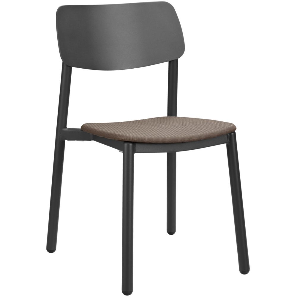 VEGA Terrassenstuhl Punta ohne Armlehne; 48.5x52.5x81 cm (BxTxH); Sitz taupe, Gestell anthrazit; 4 Stück / Pack