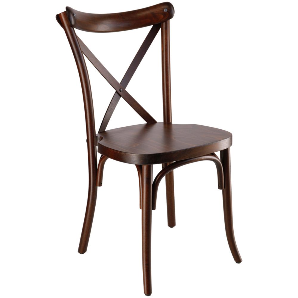 VEGA Bugholzstuhl Crossback; 41x41.5x89 cm (BxTxH); Sitz nussbaum, Gestell nussbaum; 2 Stück / Pack