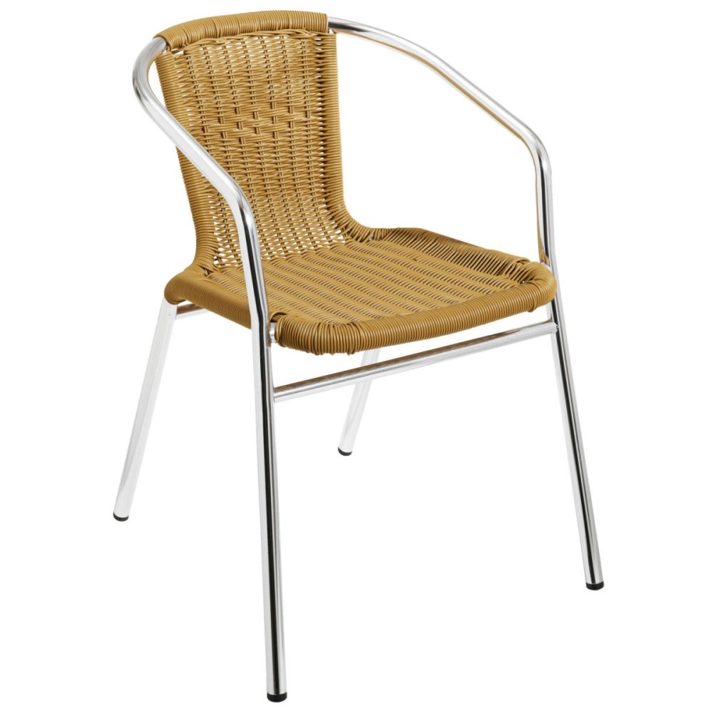 PULSIVA Outdoor-Bistrostuhl Card; 53x57x73 cm (BxTxH); Sitz beige, Gestell silber; 4 Stück / Pack