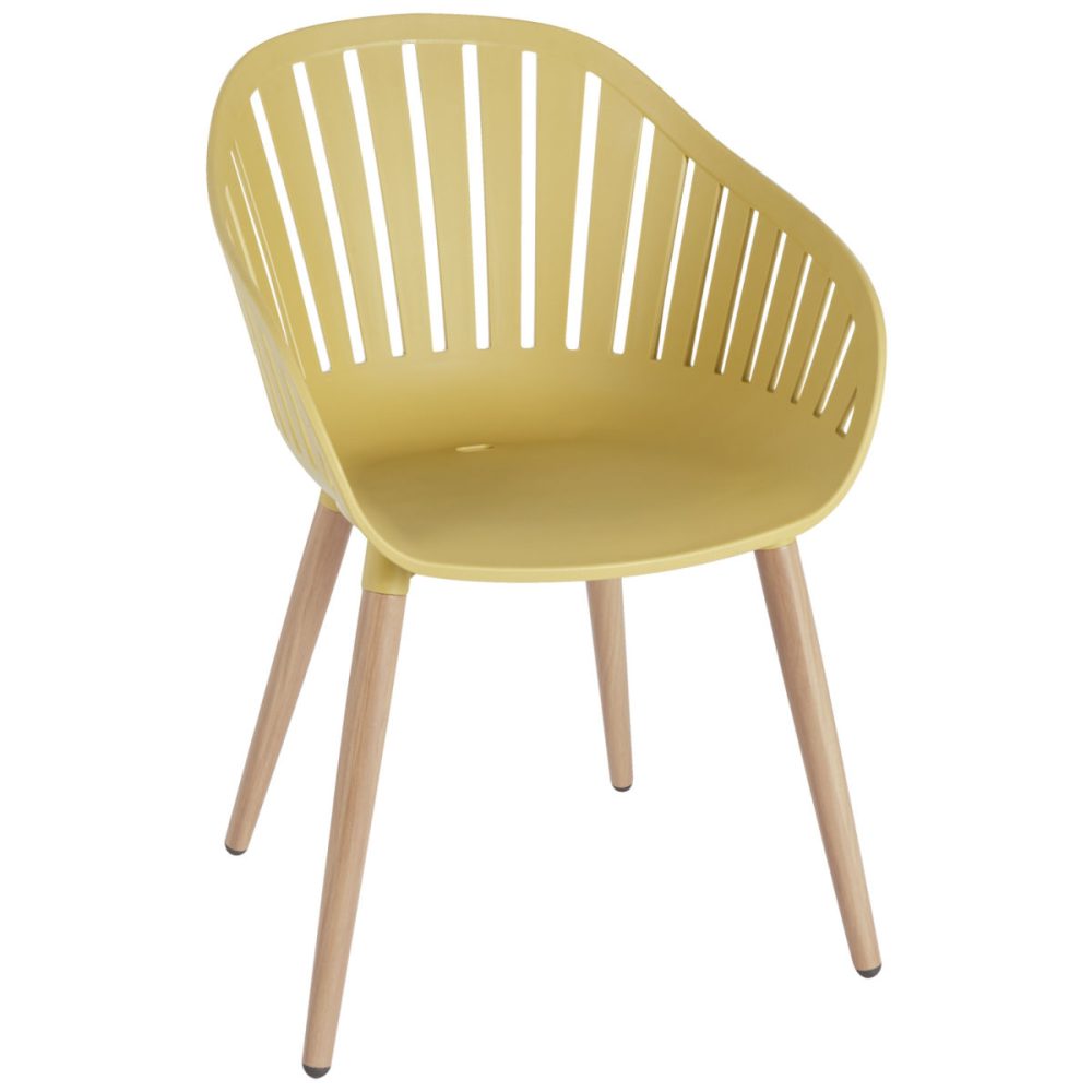 VEGA Outdoor Schalenstuhl Gimani; 53x55.5x79.5 cm (BxTxH); Sitz senf, Gestell braun; 4 Stück / Pack