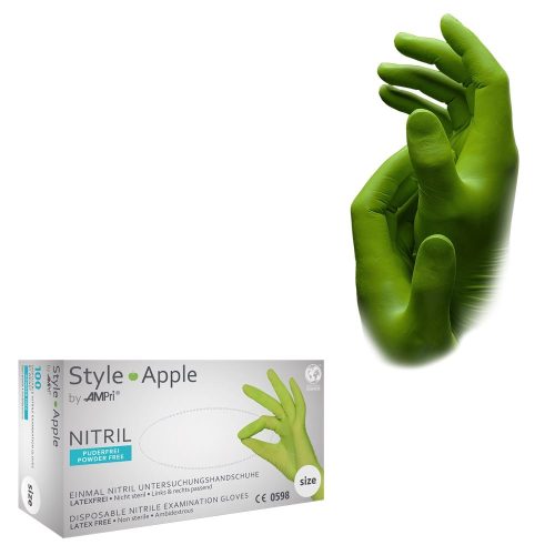 Ampri Nitrilhandschuhe Style apfelgrün, Grösse M, Breite 95mm (100 Stk)