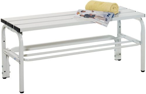 undefined, Umkleidebank aus Edelstahl, HxT 450 x 350 mm L 1015 mm, mit Schuhrost, ohne Hakenleiste